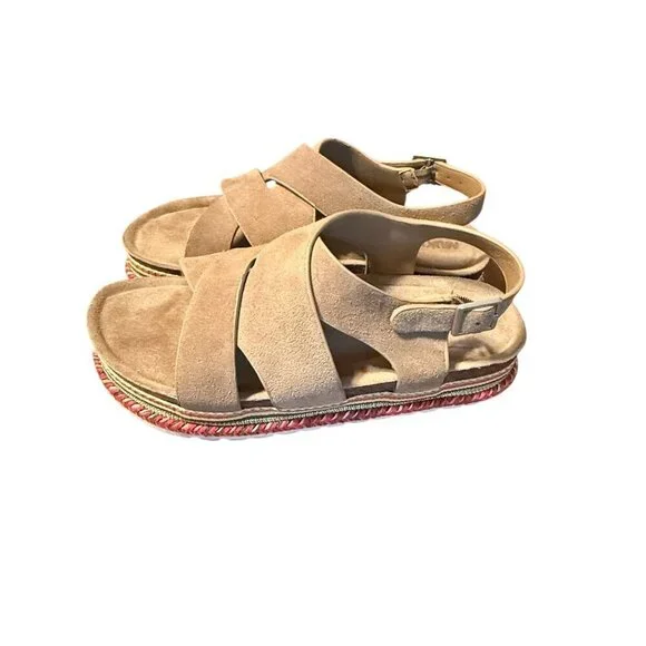 MUKLUKS Suede Strappy Platform Sandals Colorful Sole Womens Size 40 (9.5)  Adjus - Picture 5 of 10